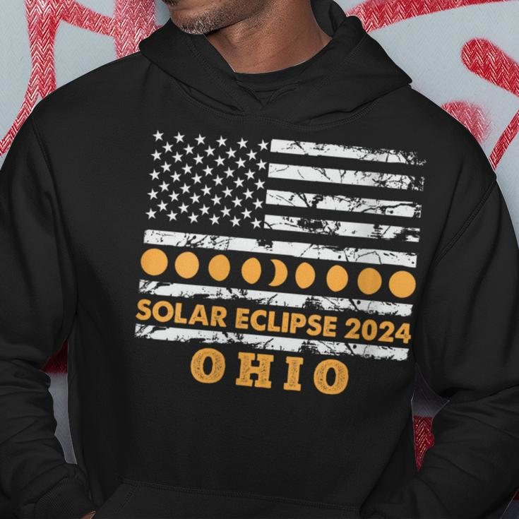 Total Solar Eclipse 2024 Ohio America Usa Flag Totality Hoodie Personalized Gifts