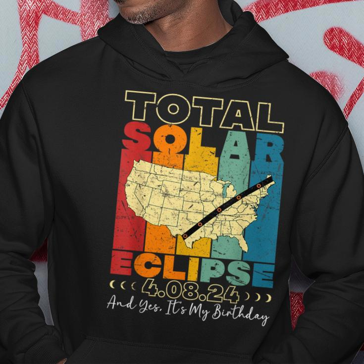 Total Solar Eclipse 2024 Yes It's My Birthday Retro Vintage Hoodie Unique Gifts