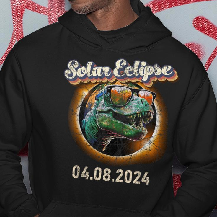Total Solar Eclipse T-Rex April 8 2024 America Solar Eclipse Hoodie Funny Gifts