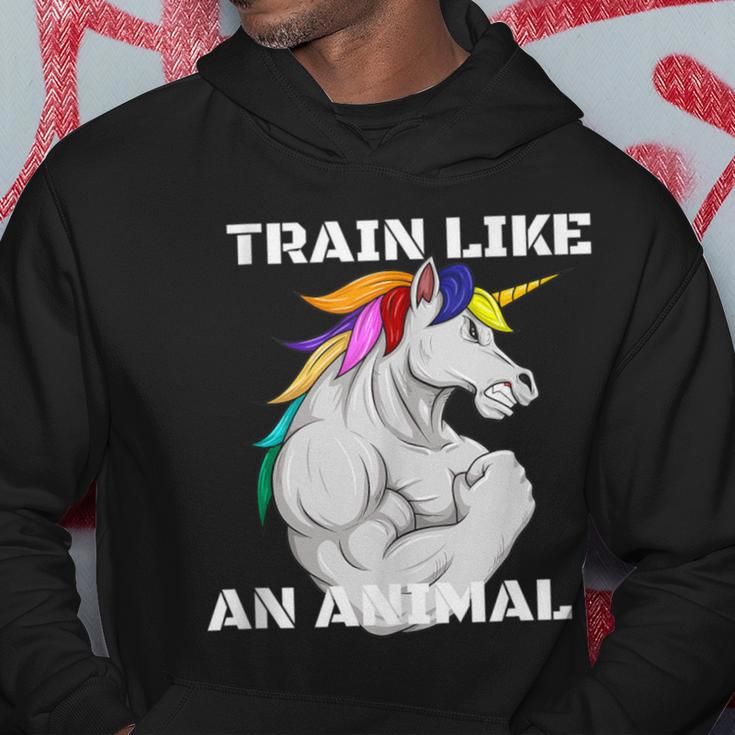 Train Like An Animal Unicorn Weightlifting Muscle Fitness Hoodie Unique Gifts