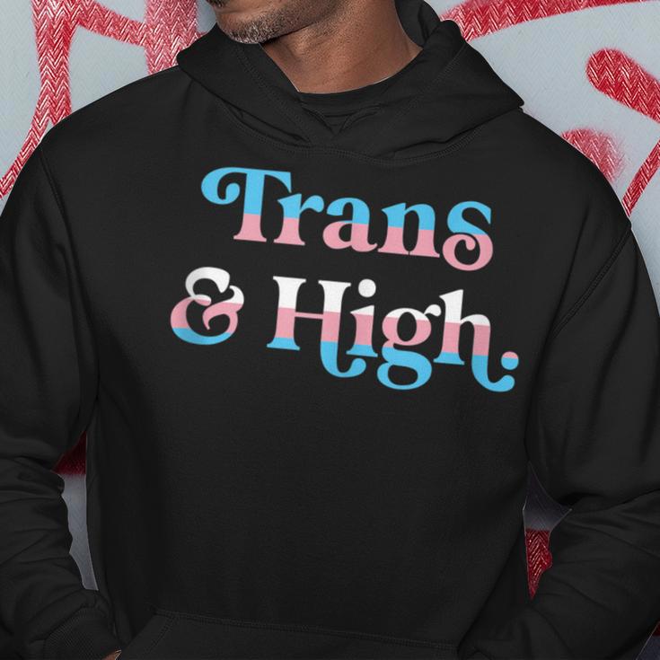 Trans And High Weed Marijuana Retro Lgbtq Pride Flag Hoodie Unique Gifts