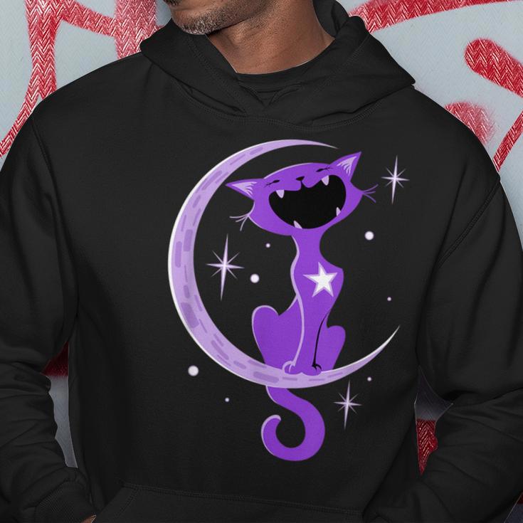 Trendy Purple Cat Crescent Moon Howl Hoodie Unique Gifts