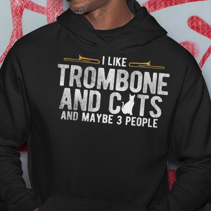 I Like Trombone And Cats Marching Band Jazz Trombone Hoodie Unique Gifts