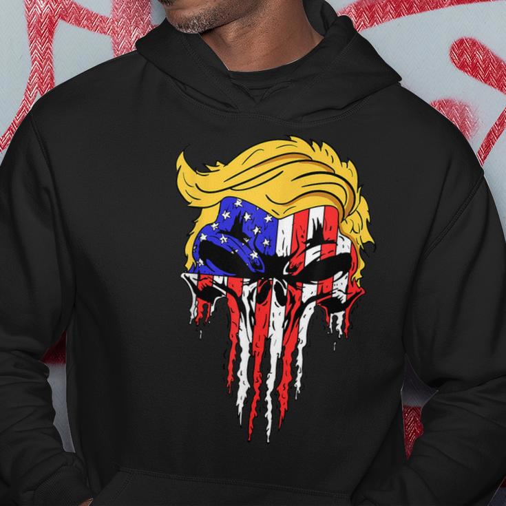 Trump Skull Usa Flag Hair President Hoodie Unique Gifts