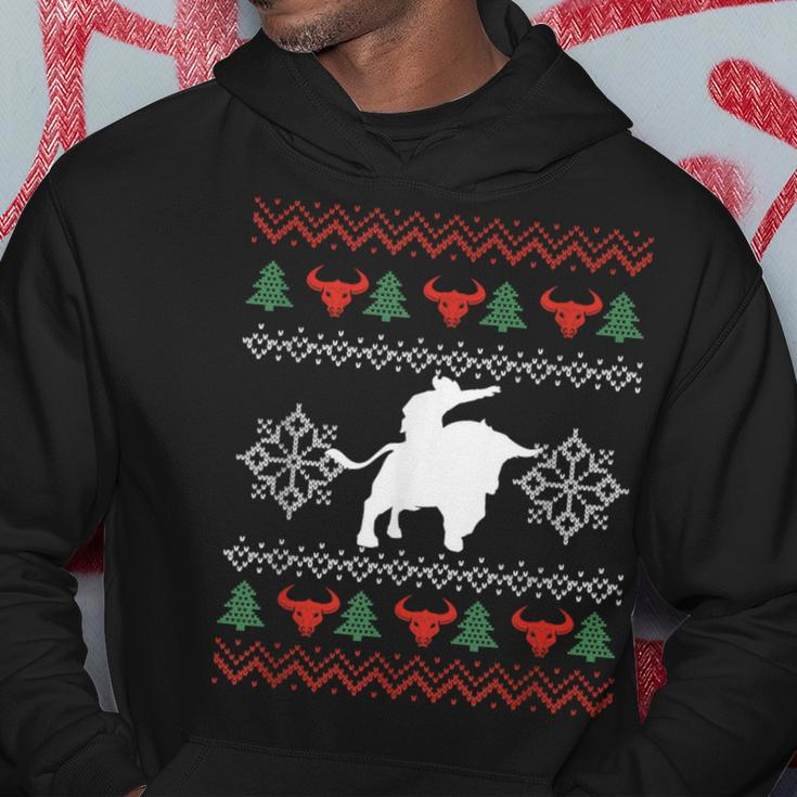 Ugly Christmas Bull Riding Cowboy Country Bull Rider Hoodie Unique Gifts