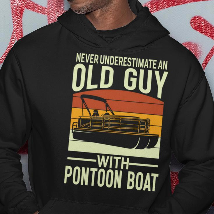 Never Underestimate An Old Guy With A Pontoon Boat Captain Hoodie Funny Gifts