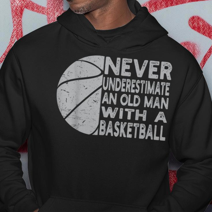 Never Underestimate An Old Man With Basketball Coach Grandpa Hoodie Funny Gifts