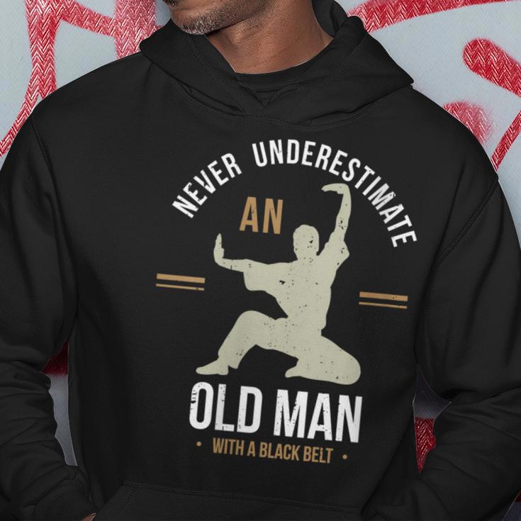 Never Underestimate An Old Man With A Black Belt Karate Hoodie Unique Gifts