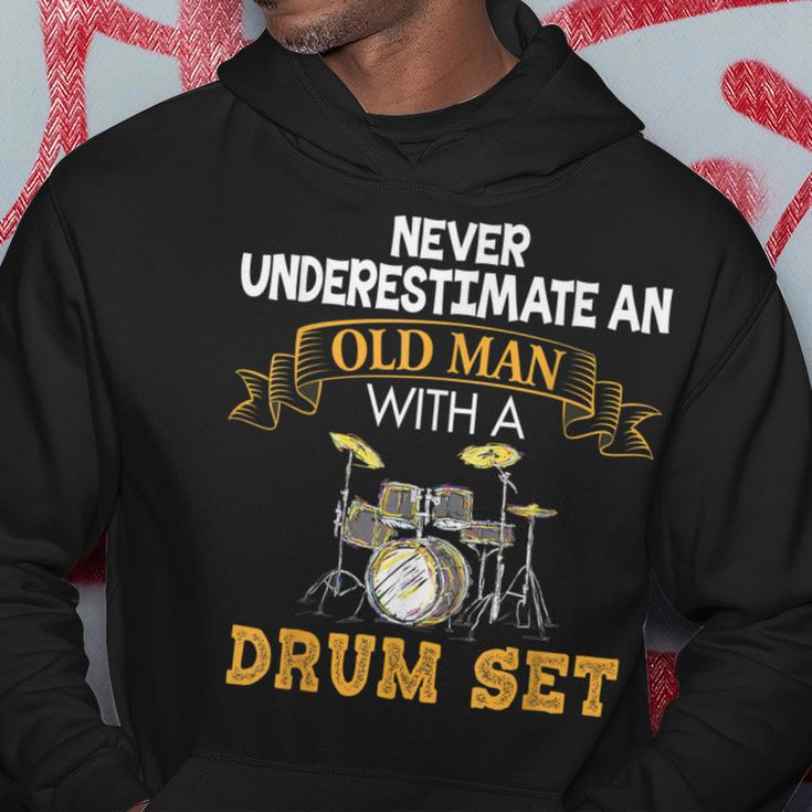 Never Underestimate An Old Man With A Drum Set Father's Day Hoodie Personalized Gifts