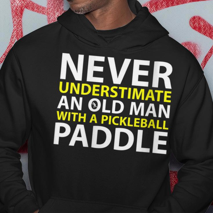 Never Underestimate Old Man With A Pickleball Paddle Hoodie Personalized Gifts