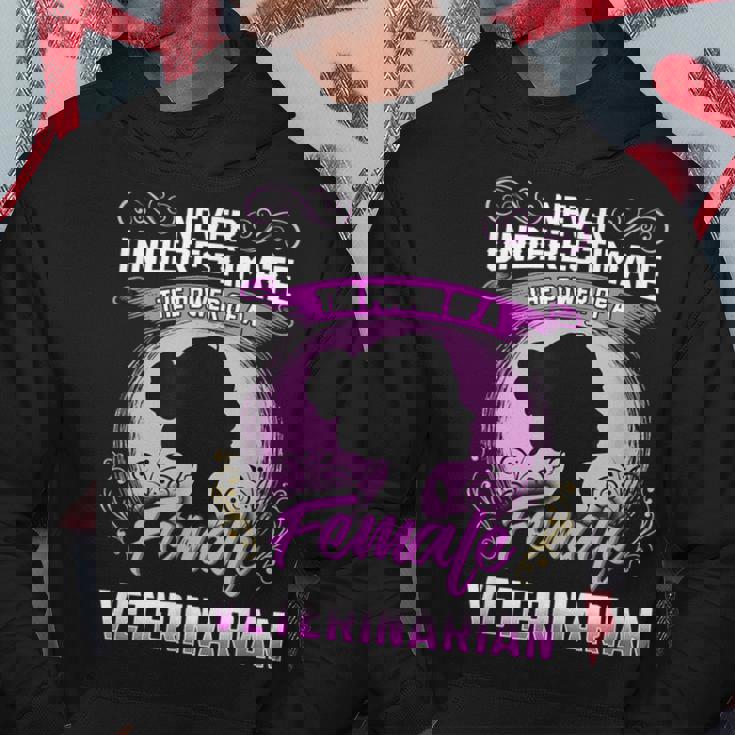 Never Underestimate The Power Of A Female Veterinarian Hoodie Unique Gifts