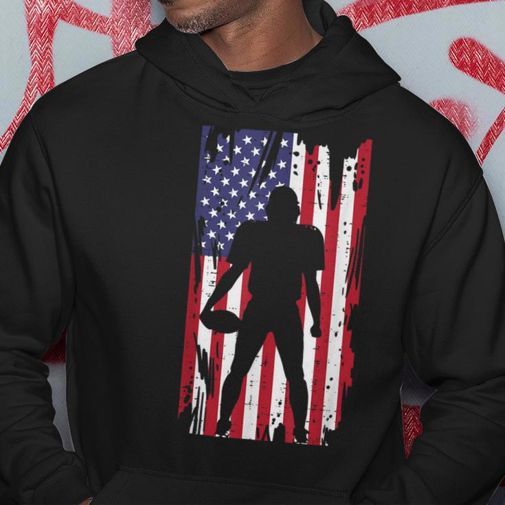 Us Flag American Football Player Silhouette Vintage Patriot Hoodie Funny Gifts