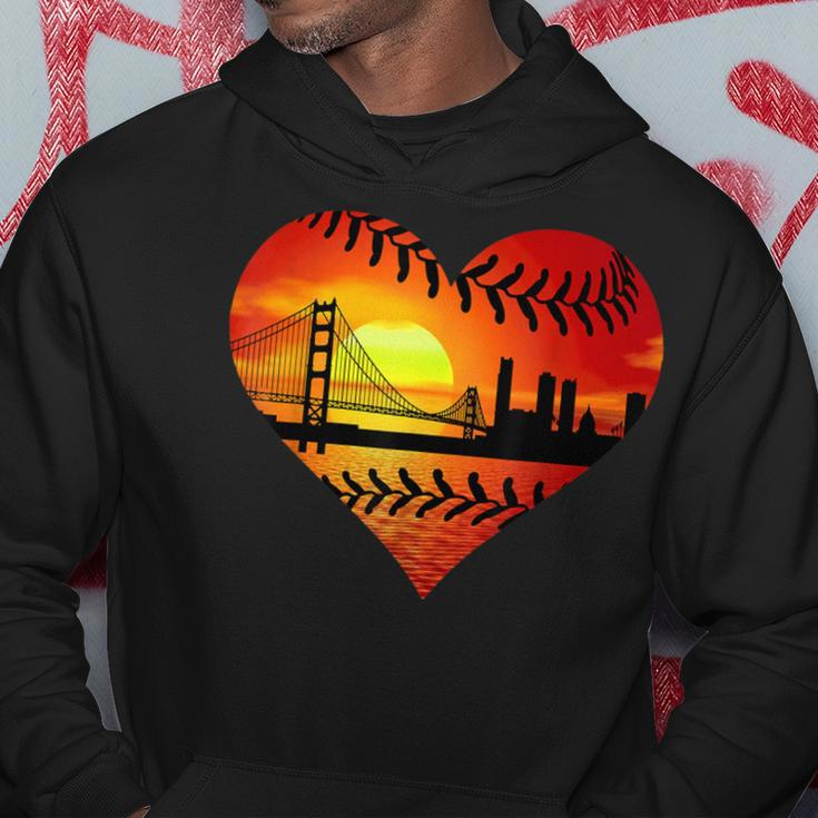 Us San Francisco Baseball Patriotic Baseball Vintage Heart Hoodie Unique Gifts