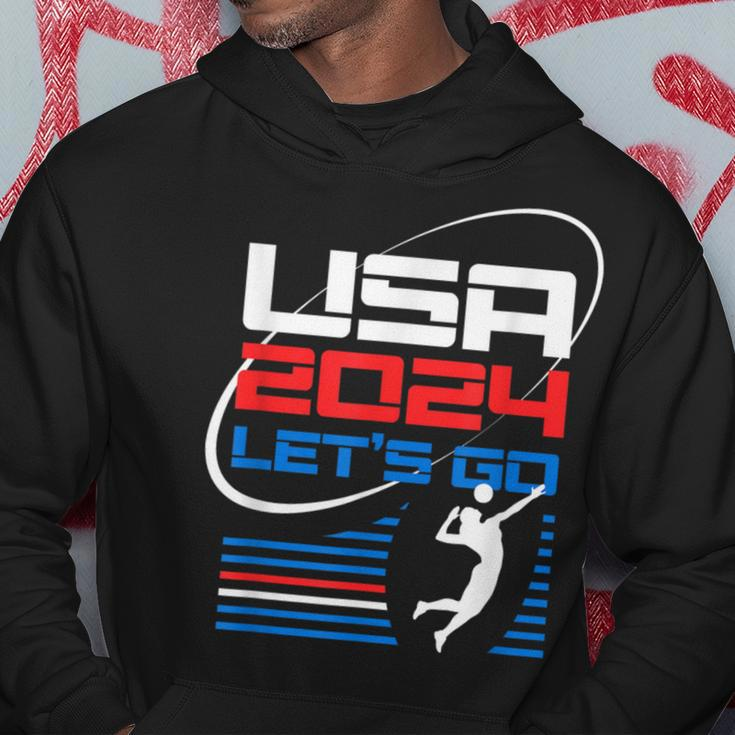 Usa 2024 United States American Sport 2024 Volleyball Hoodie Unique Gifts