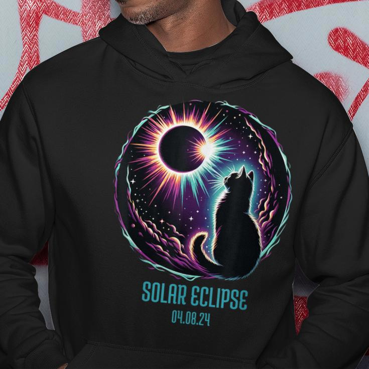 View Totality April 8 2024 Astronomy Cat Lover Solar Eclipse Hoodie Unique Gifts