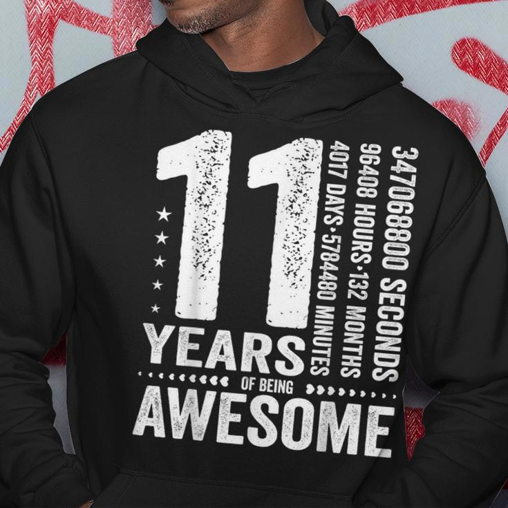 Vintage 11Th Birthday 132 Months 11 Years Old Being Awesome Hoodie Unique Gifts