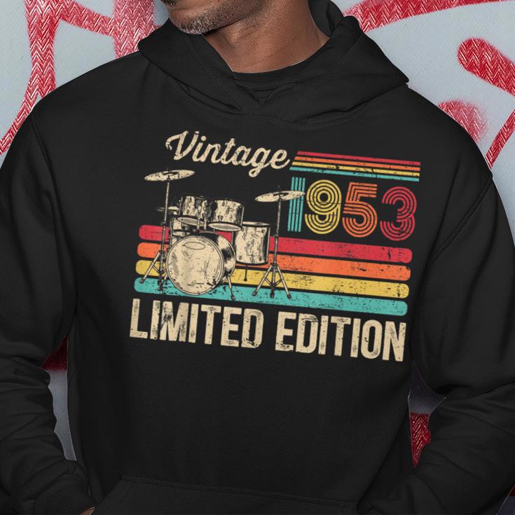 Vintage 1953 Drums Lovers 70Th Birthday Drummer Hoodie Unique Gifts