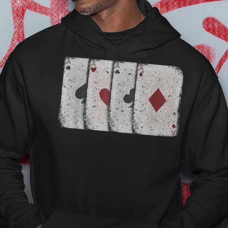 Vintage Distressed Four Aces Poker Playing Card Hoodie Unique Gifts