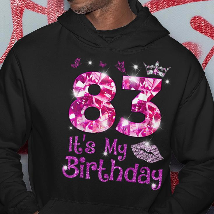 Vintage Happy 83 It's My Birthday Crown Lips 83Rd Birthday Hoodie Funny Gifts