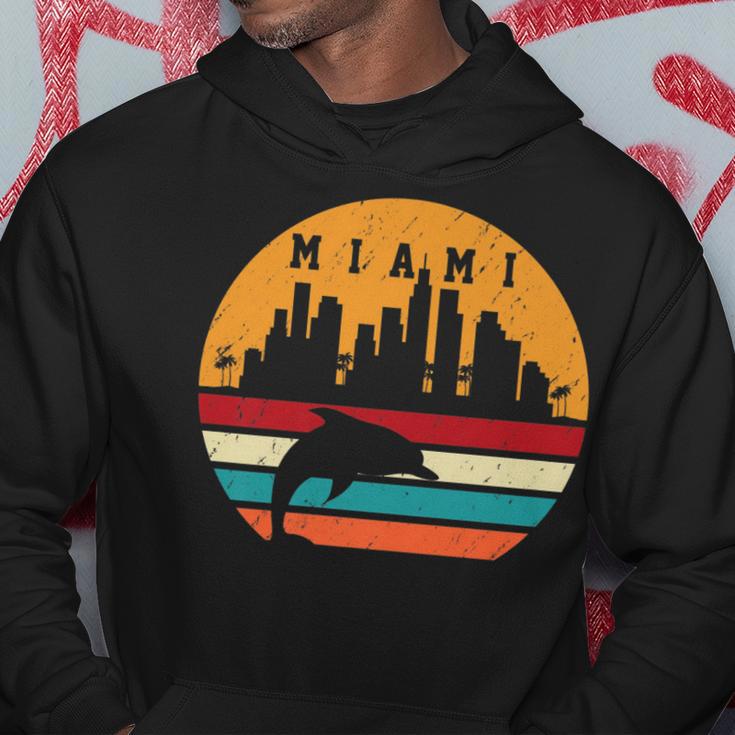 Vintage Miami 80S Dolphin Silhouette Souvenir Dolphin Lovers Hoodie Unique Gifts