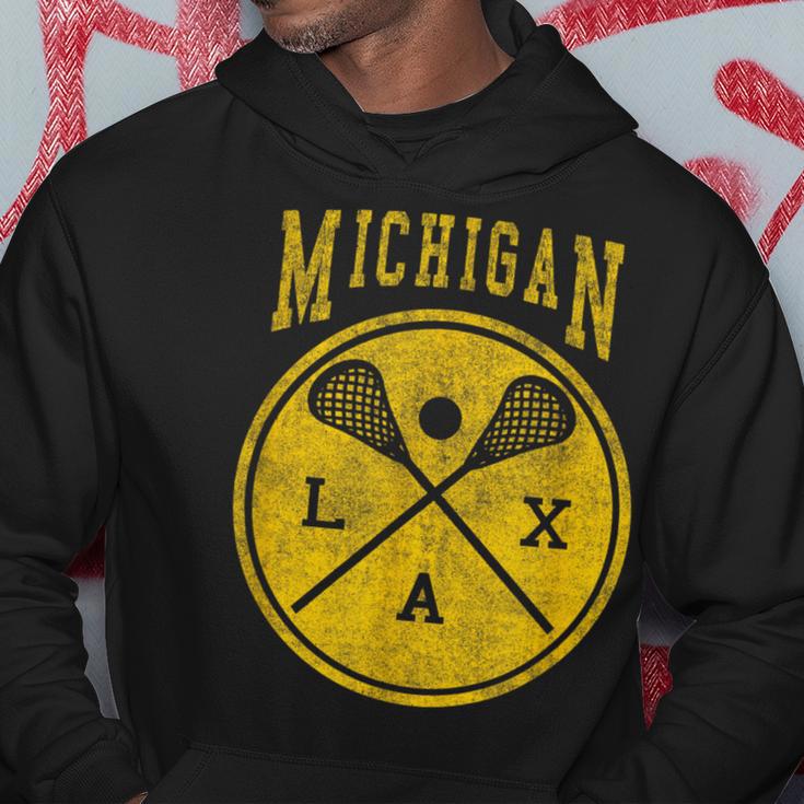 Vintage Michigan Lacrosse Distressed Lax Hoodie Unique Gifts