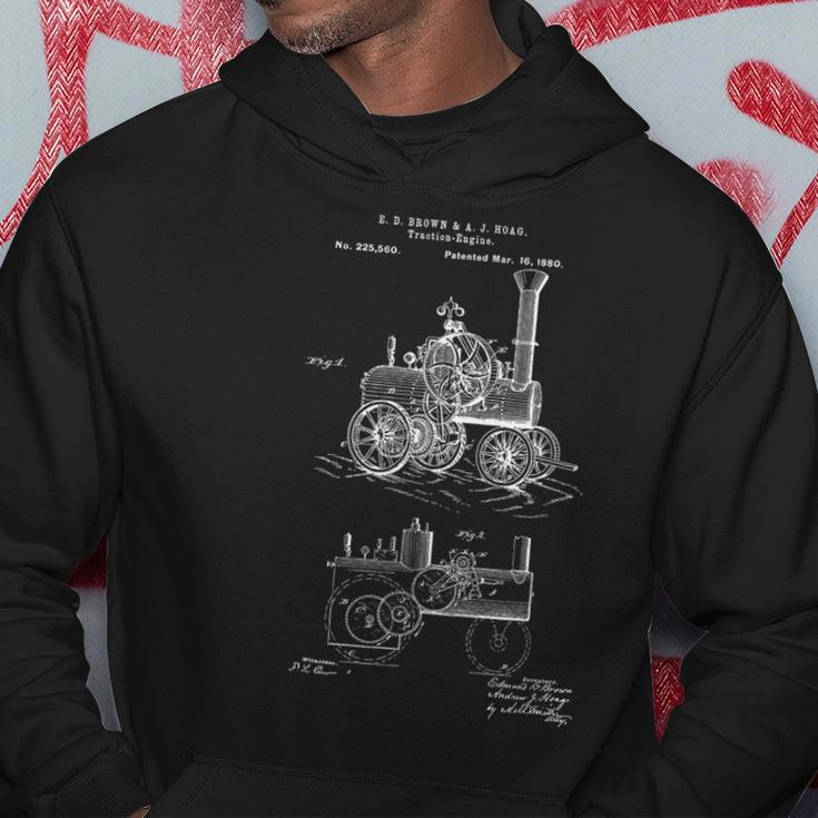 Vintage Patent Print 1880 Steam Traction Engine Hoodie Unique Gifts