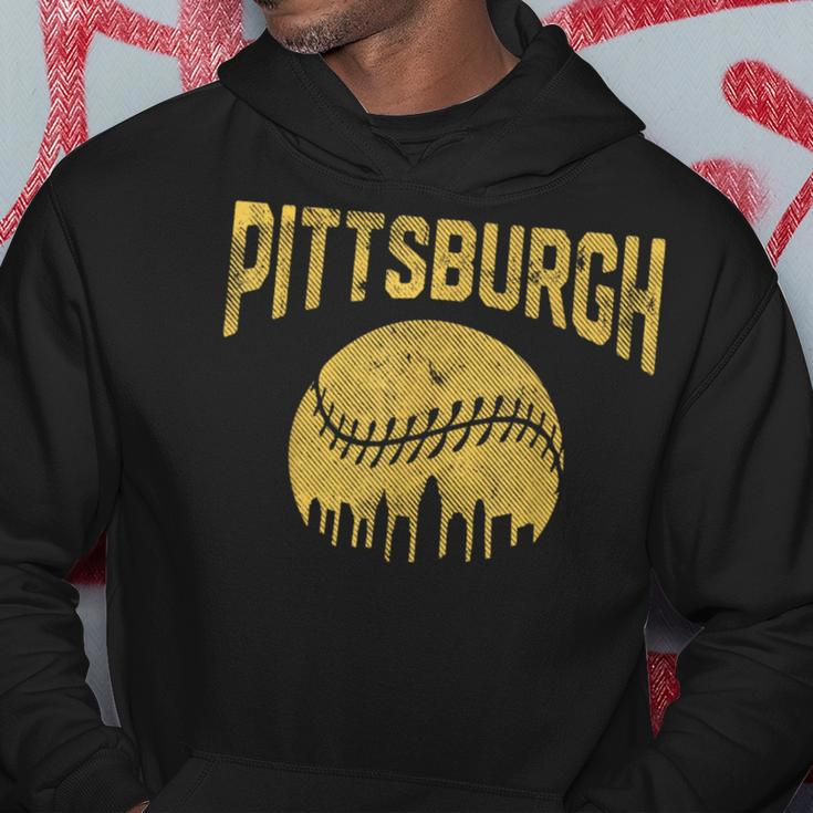 Vintage Pittsburgh Pennsylvania Baseball Fans Skyline Sports Hoodie Unique Gifts