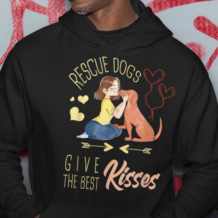 Vintage Rescue Dogs Give The Best Kisses Adopted Dog Lovers Hoodie Unique Gifts