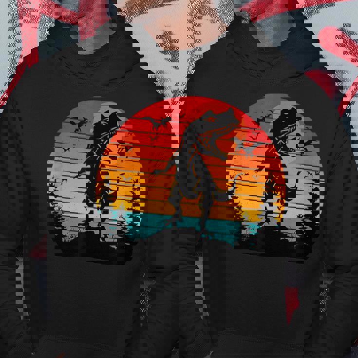 Vintage T-Rex Dinosaurier März Retro Sonnenuntergang Dinosaurier Hoodie Lustige Geschenke