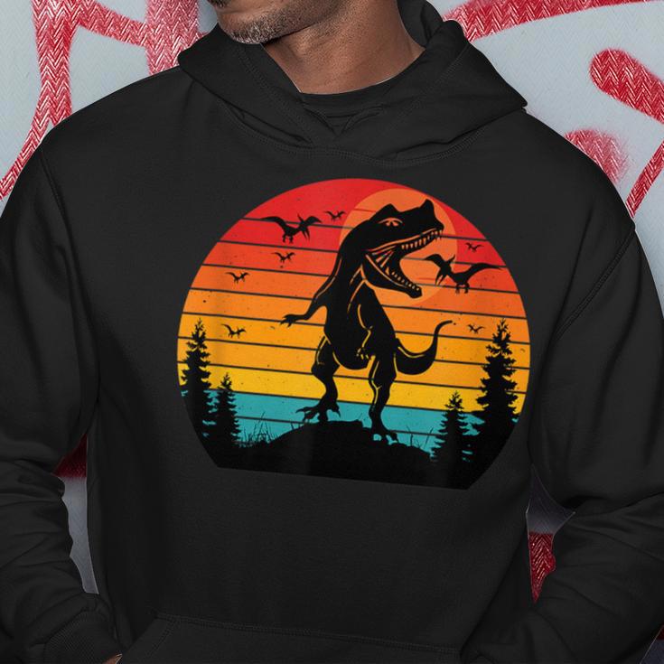 Vintage T-Rex Dinosaurier März Retro Sonnenuntergang Dinosaurier Hoodie Lustige Geschenke