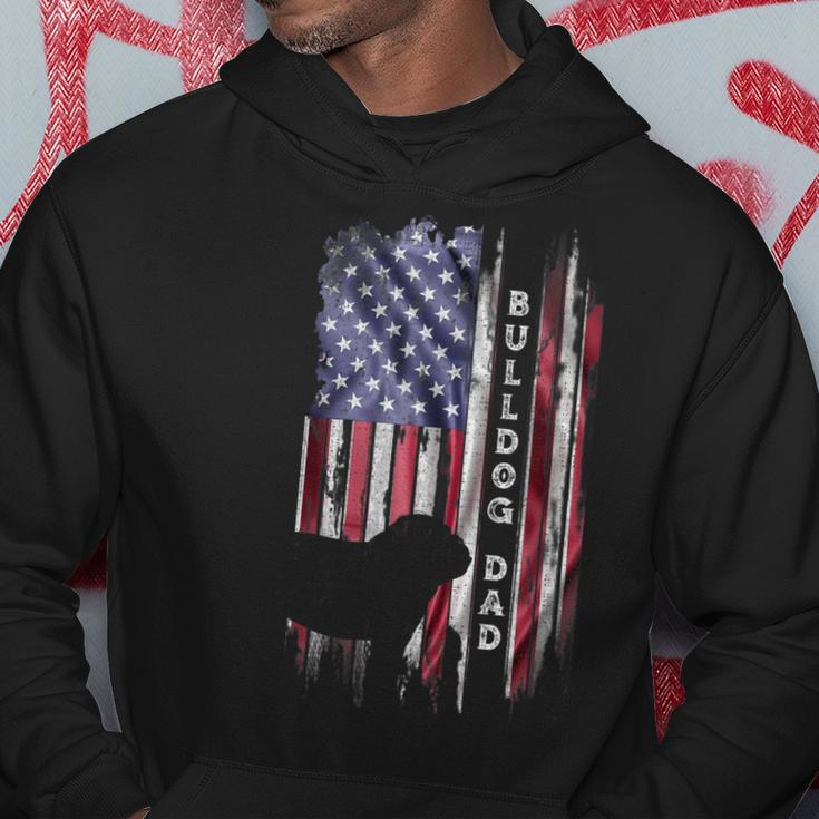 Vintage Usa Flag Proud English Bulldog Dad Silhouette Hoodie Unique Gifts