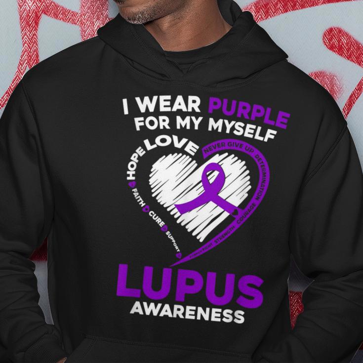 I Wear Purple For Myself Lupus Awareness Purple Ribbon Hoodie Unique Gifts