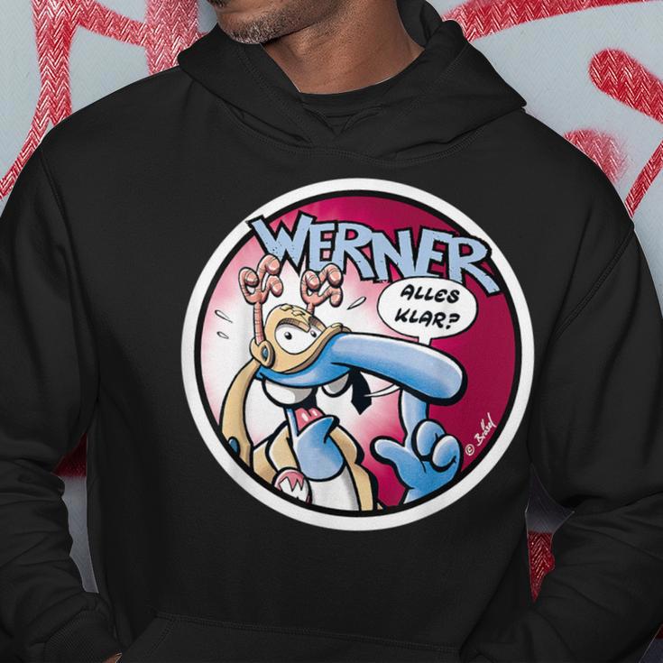 Werner - Alles klar? Comic-Design Herren Hoodie in Schwarz, Lustiges Motiv Lustige Geschenke