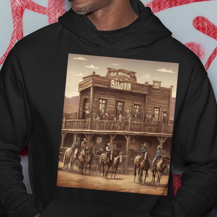 Western Saloon Cowboy Scene Hoodie Unique Gifts