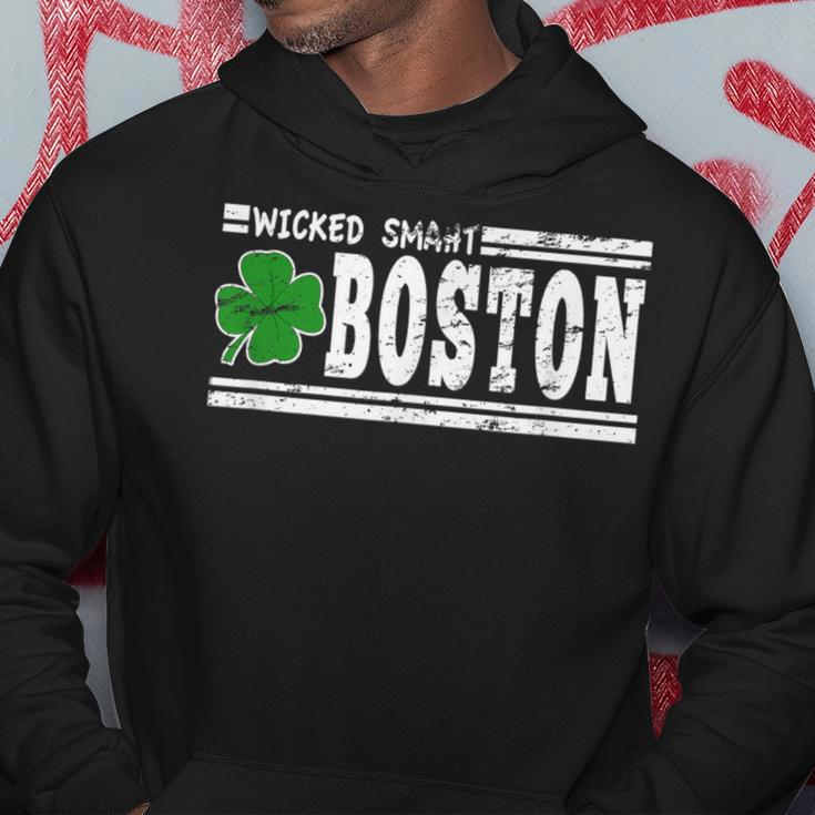 Wicked Smaht Boston Massachusetts Accent Smart Ma Distressed Hoodie Unique Gifts