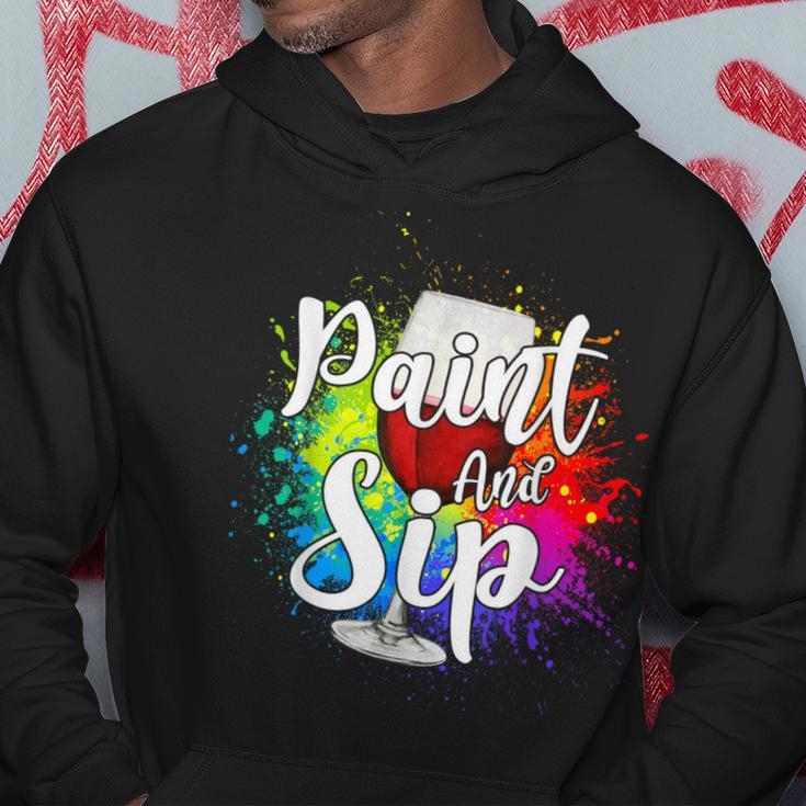 Wine Lover Drinkers Graphic Paint And Sip Party Drinking Hoodie Personalized Gifts
