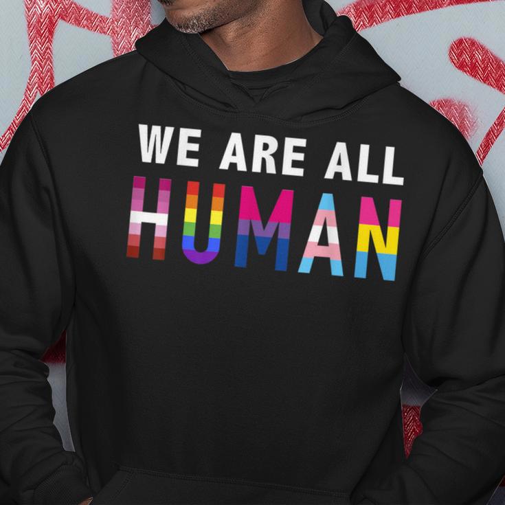 Wir Sind Alle Menschen Human Mit Lgbtq Flag Hoodie Lustige Geschenke