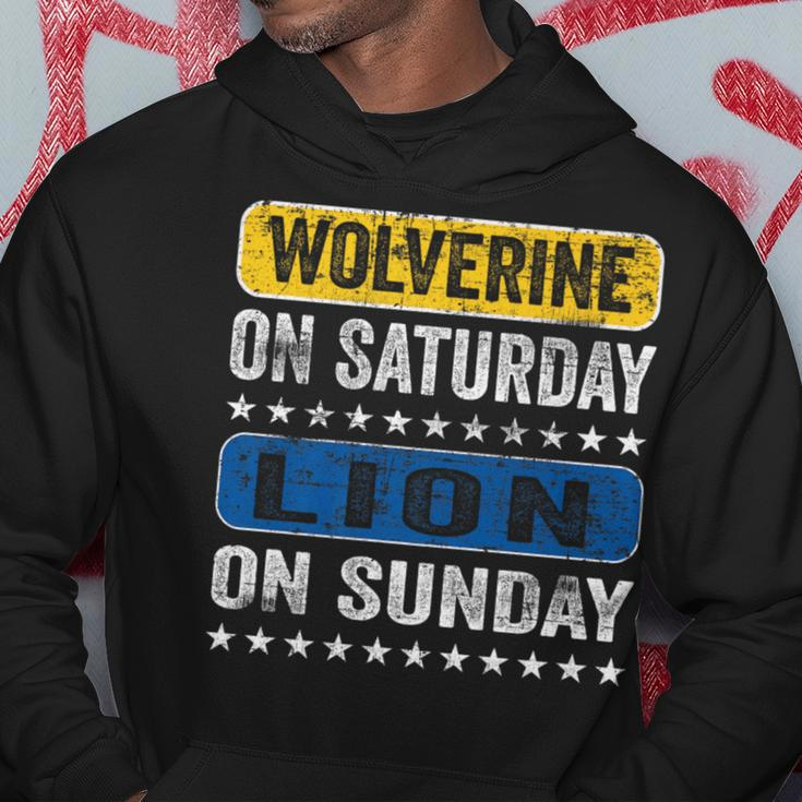 Wolverine On Saturday Lion On Sunday Detroit Hoodie Personalized Gifts