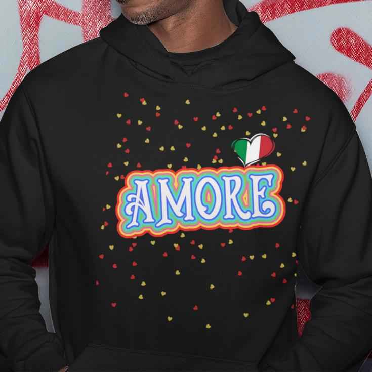 The Word Amore Heart In The Italian Flag Color For Tourists Hoodie Unique Gifts