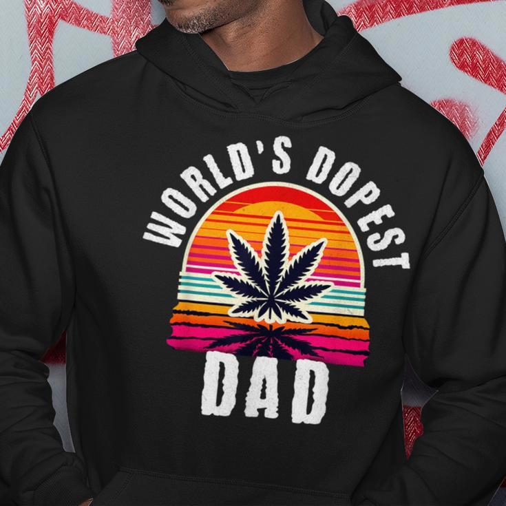 World's Dopest Dad For Father's Day Retro Sunset Weed Men Hoodie Unique Gifts