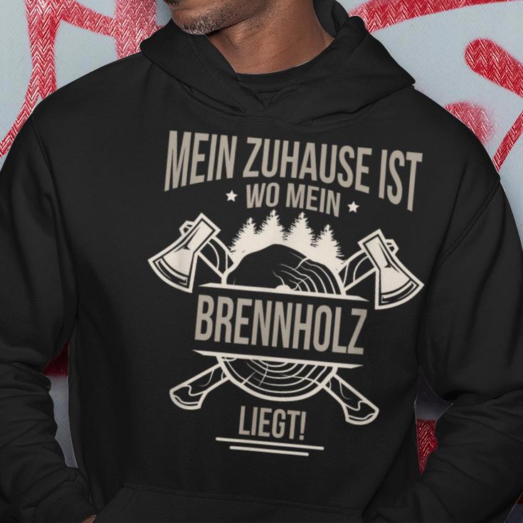 Zuhause Ist Wo Mein Brennholz Liegt Holzfäller Wald Natur German Kapuzenpullover Lustige Geschenke