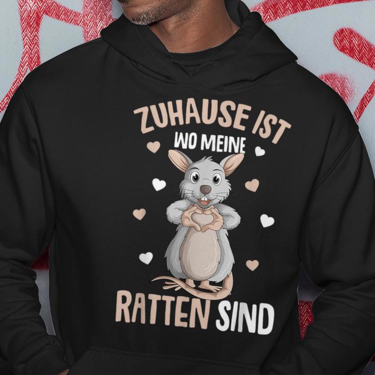 Zuhause Ist Wo Meine Ratten Sind Hausratten German Lang Hoodie Lustige Geschenke