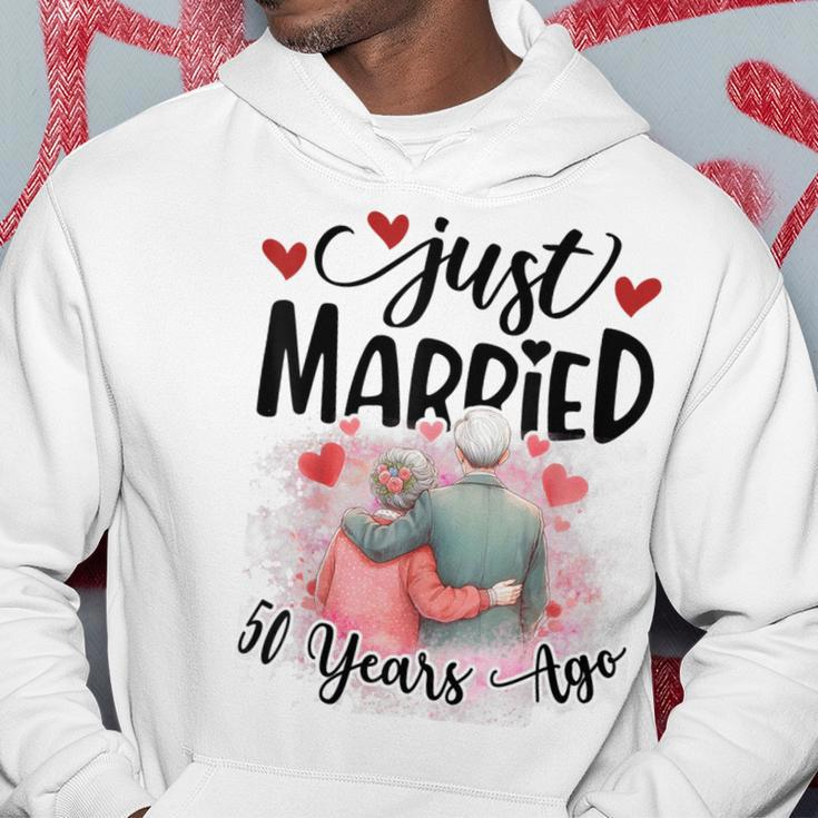 50Th Wedding Anniversary Just Married 50 Years Ago Couple Hoodie Funny Gifts