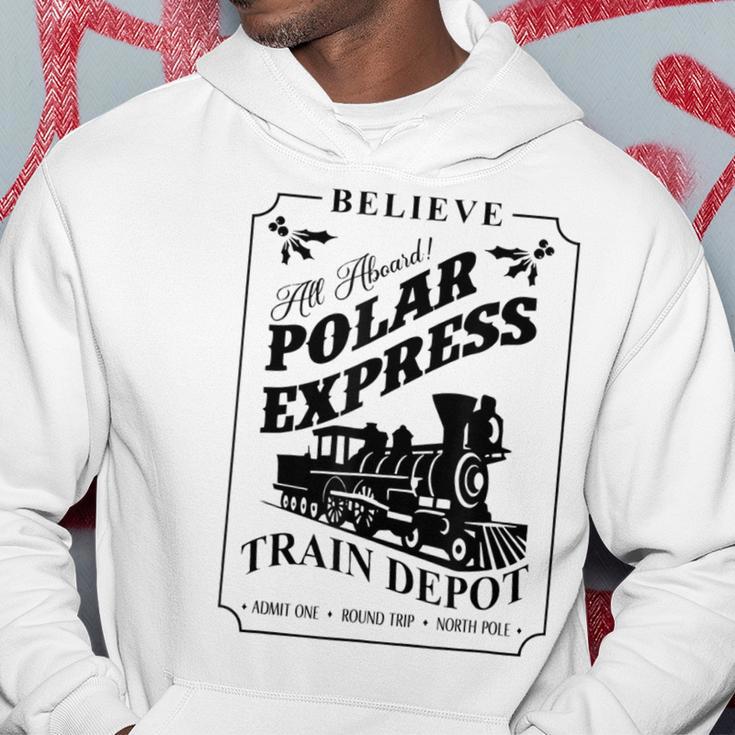 Believe All Abroad Polar Express Train Depot Christmas Hoodie Unique Gifts