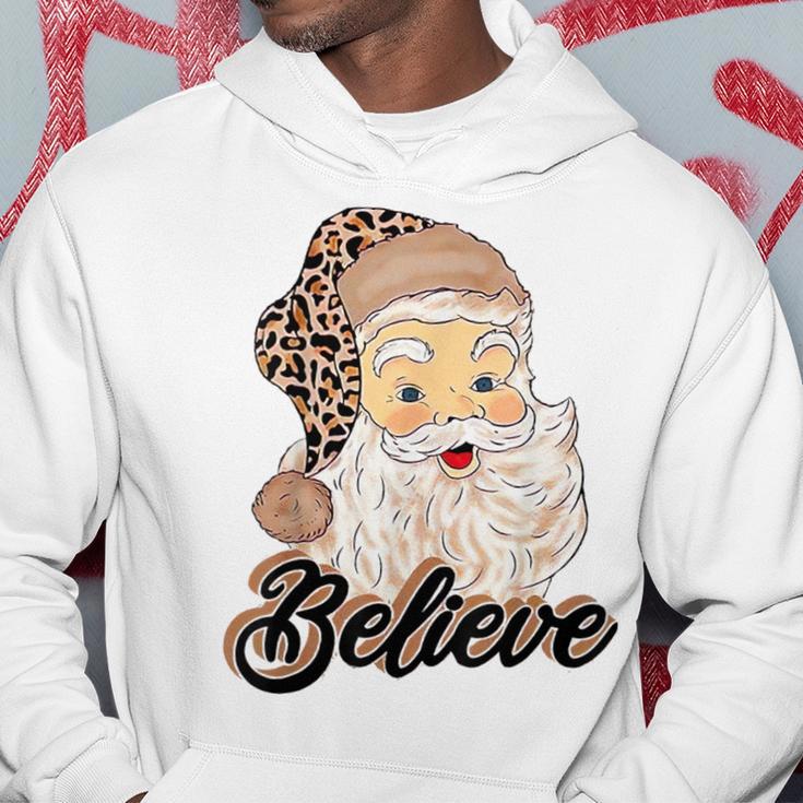 Believe Costume Santa Claus With Leopard Christmas Hat Hoodie Unique Gifts