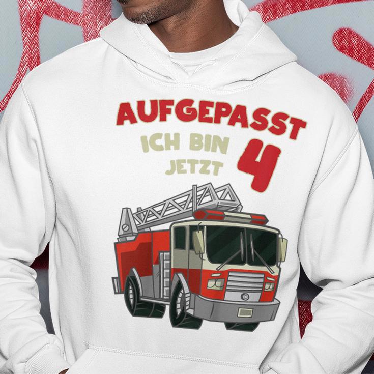 Children's Birthday Feuerwehr Aufgepasst Ich Bin Jetzt 4 Jahre Fire Brigade Hoodie Lustige Geschenke