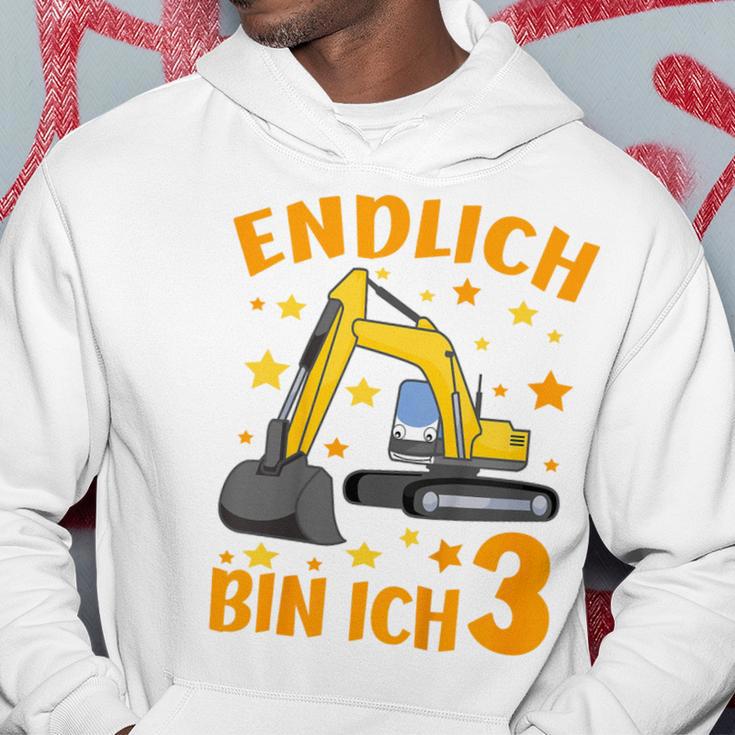 Children's Endlich Bin Ich 3 Jahre Dritter Birthday Digger Construction Site 80 Kapuzenpullover Lustige Geschenke