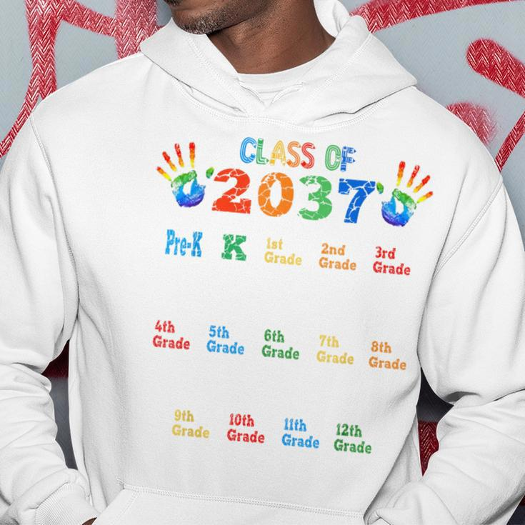 Class Of 2037 Grow With Me Color Handprint Pre-K 12Th Grade Hoodie Unique Gifts