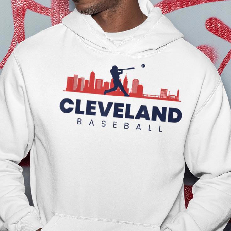 Cleveland Baseball Minimalist City Skyline Baseball Lover Hoodie Unique Gifts