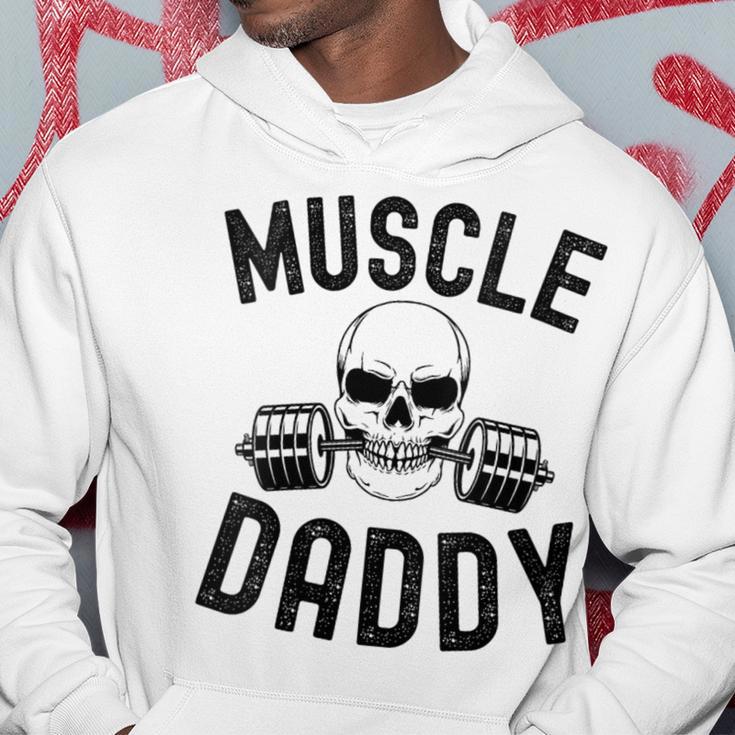 Damen Muscle Daddy Gewichtheber Skelett Langhantel Papa Workout Mit-Ausschnitt Kapuzenpullover Lustige Geschenke